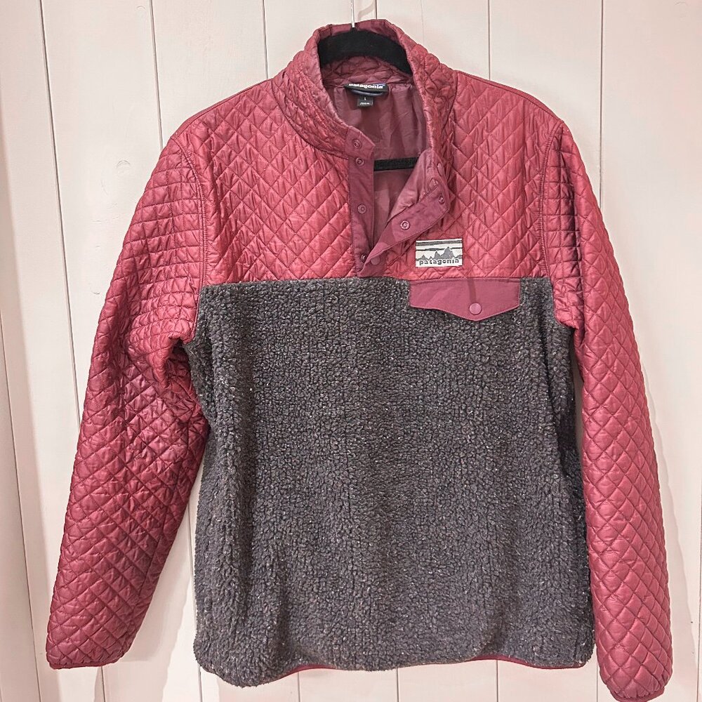 Patagonia RARE Mixed Media Snap-T Pullover Quilted Drumfire Red Ltd Edition